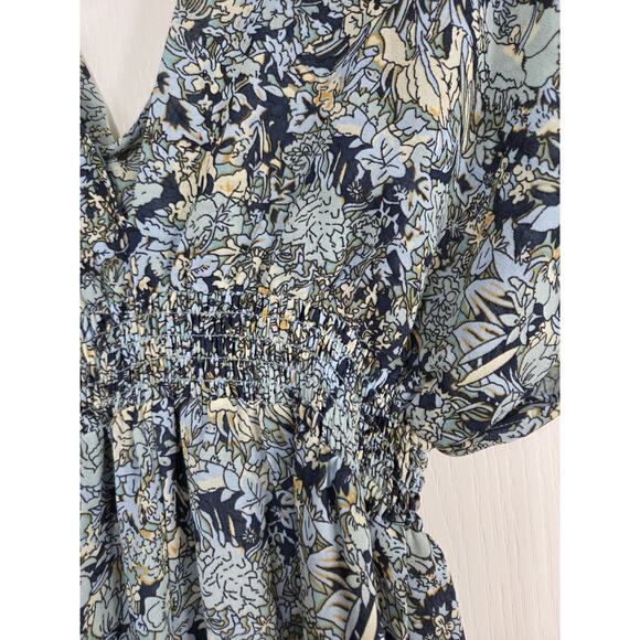 Maje Rachelli Blue Floral Chiffon Ruffled Elegant Midi Dress, Size Small (36) - Picture 13 of 15